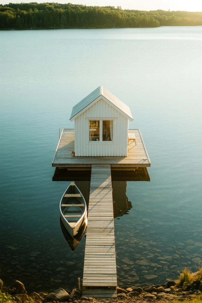 The Lakeside Cabin with a Small Dock