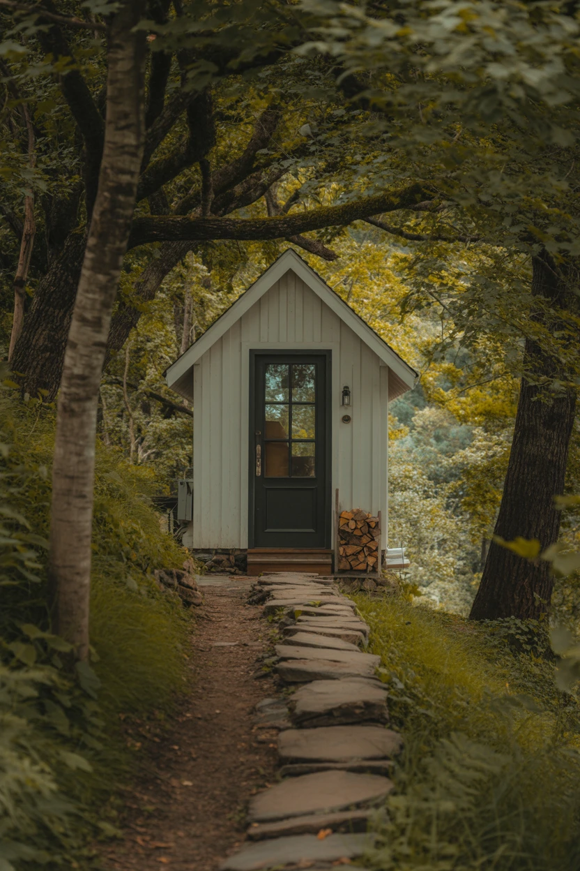 The Woodland Cabin with a Stone Path