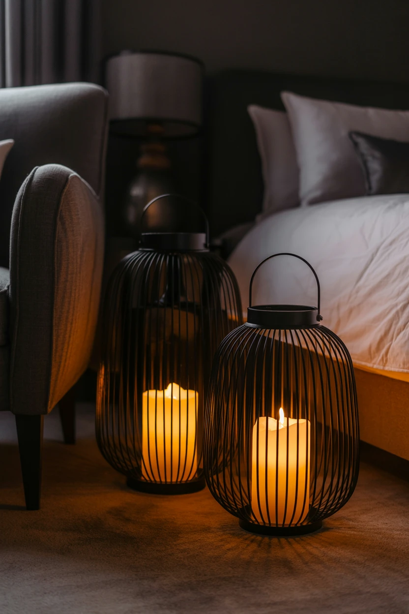 Use Floor Lanterns with Flameless Candles