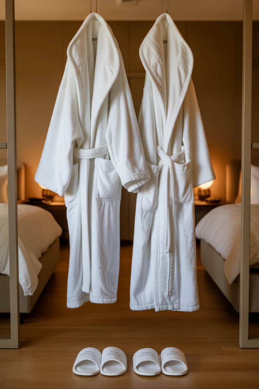 Lay Out Warm Bathrobes and Slippers