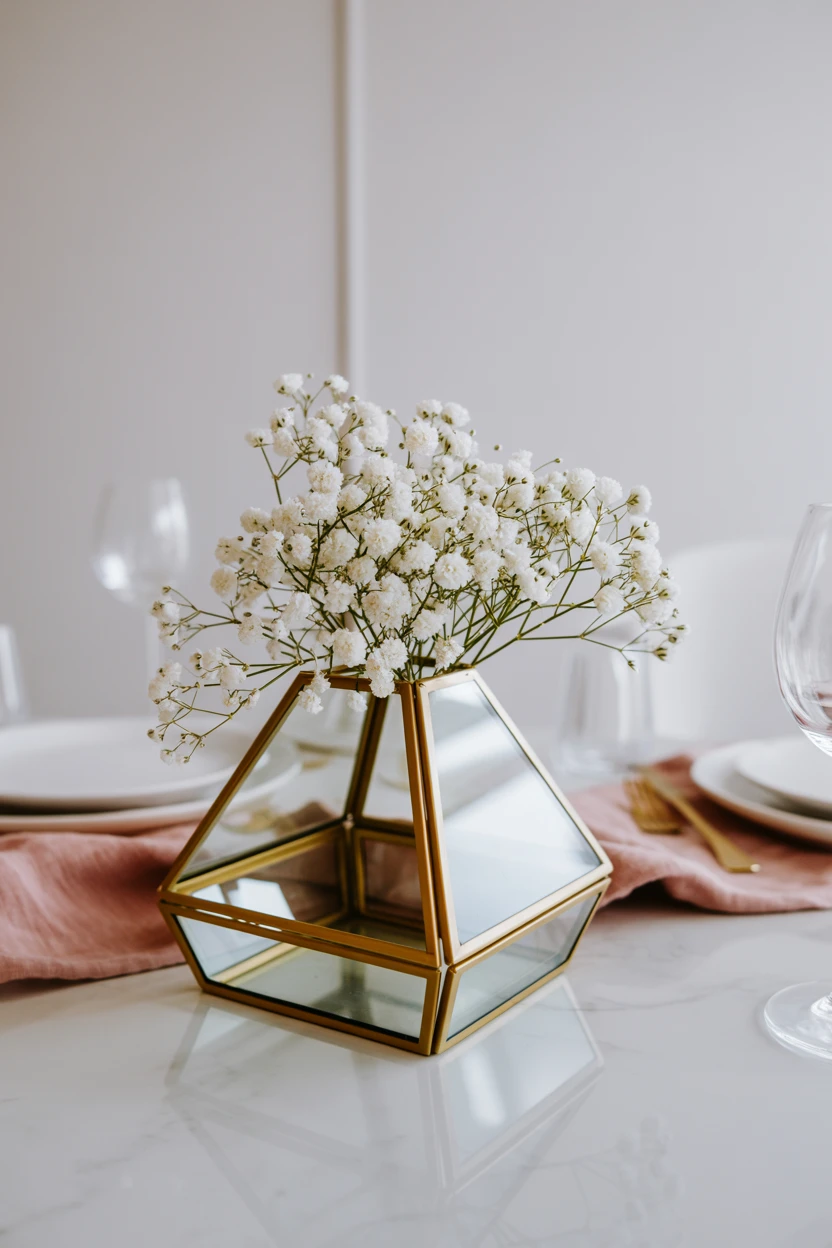 Modern Elegance in a Gold Geometric Vase