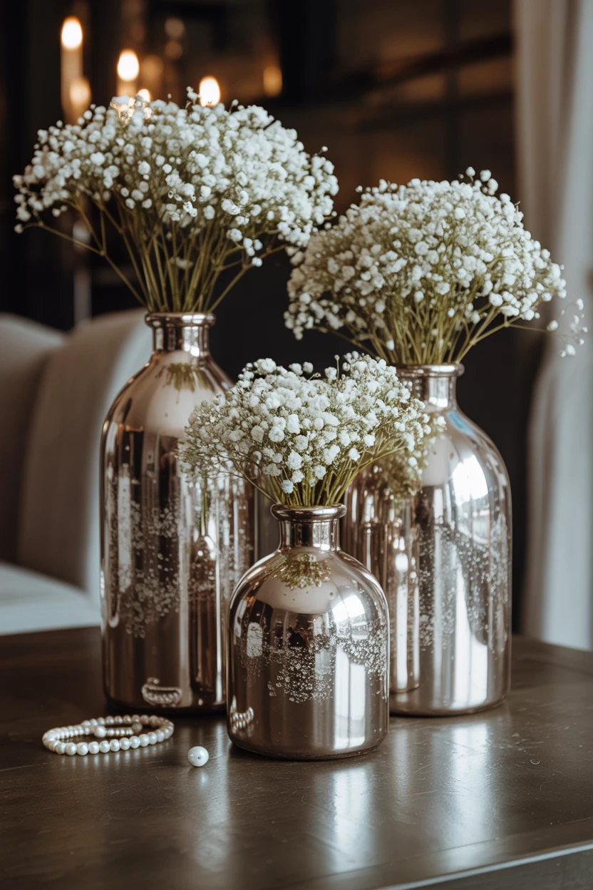 Vintage Glamour with Mercury Glass Vases