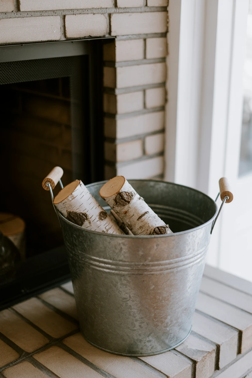 A Galvanized Metal Olive Bucket
