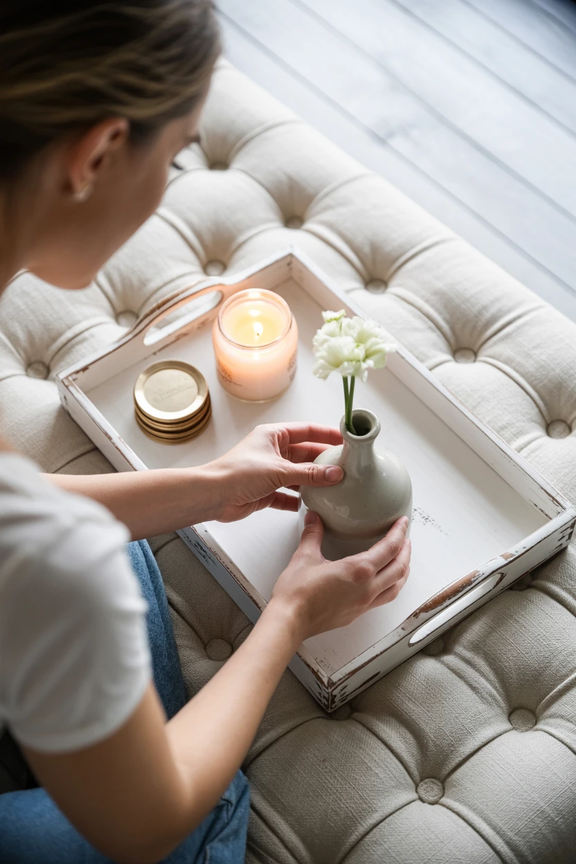 A Distressed Wooden Tray