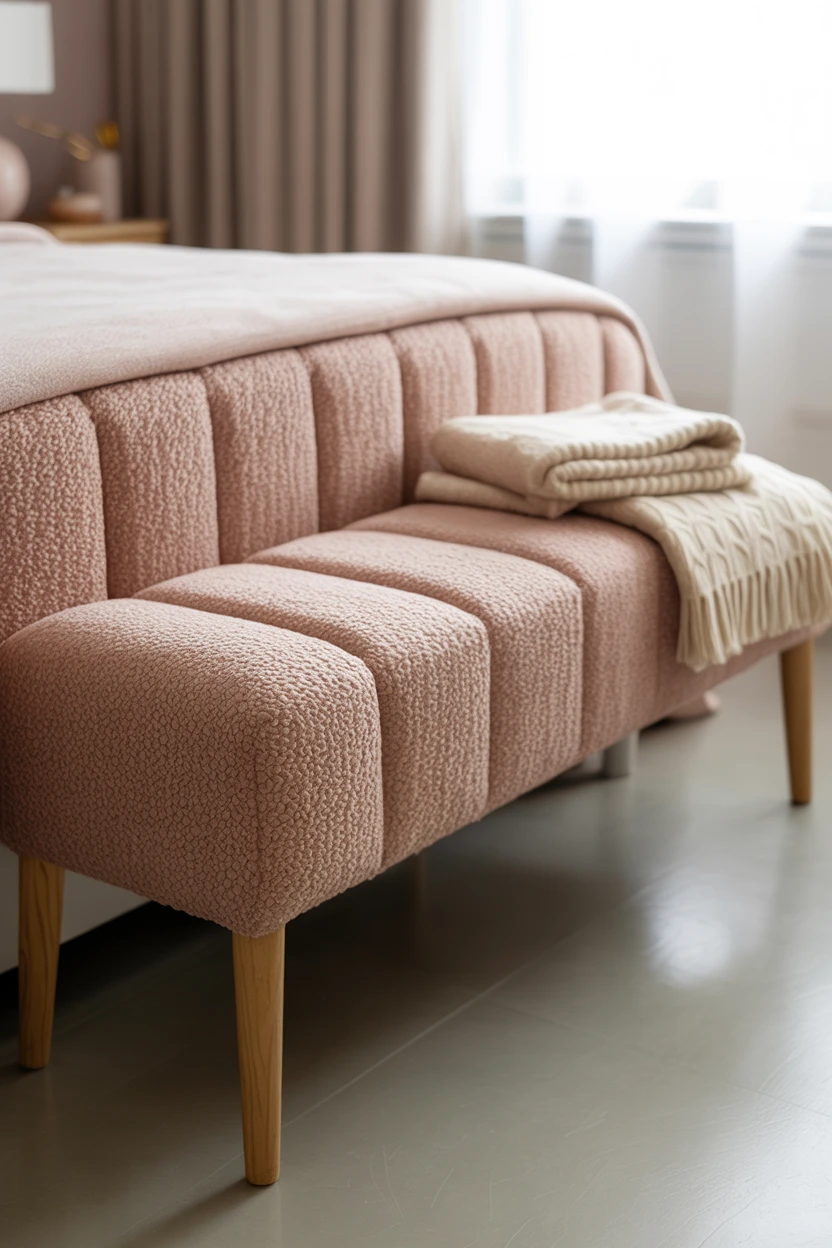 Place a Plush Upholstered Bench at the Foot of the Bed