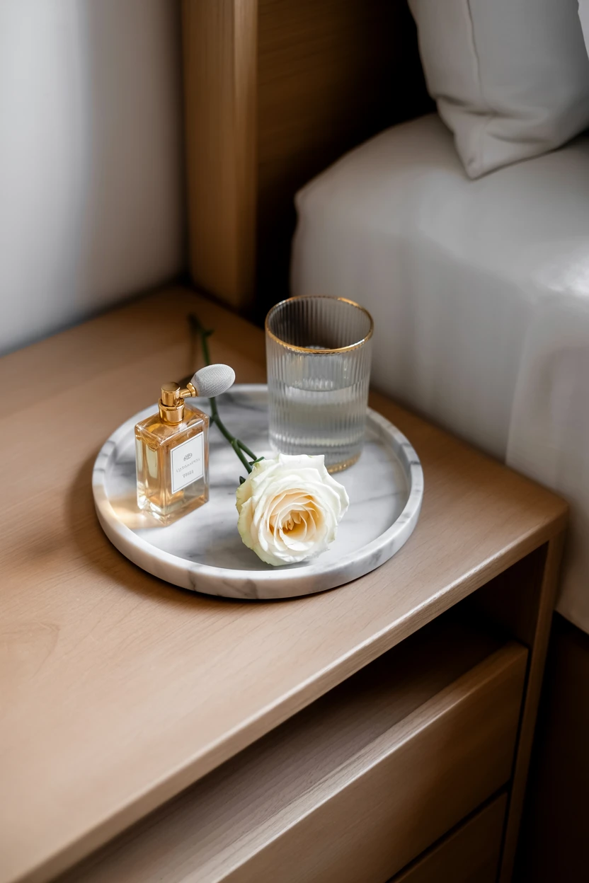 Style a Nightstand Tray with a Single Perfect Flower