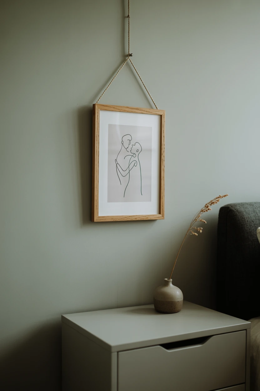 Hang a Minimalist Line Art Print of a Couple