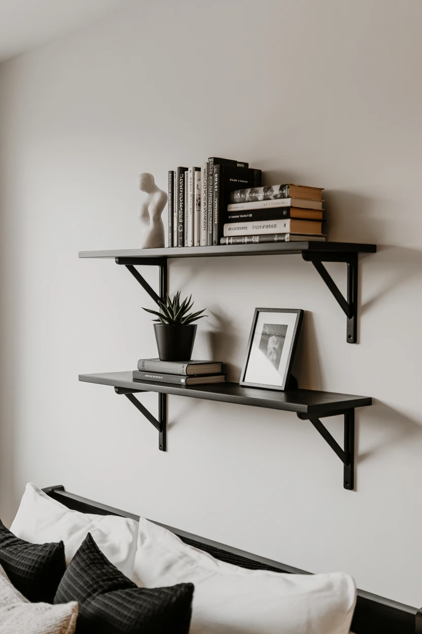 Floating Shelves with Curated Objects