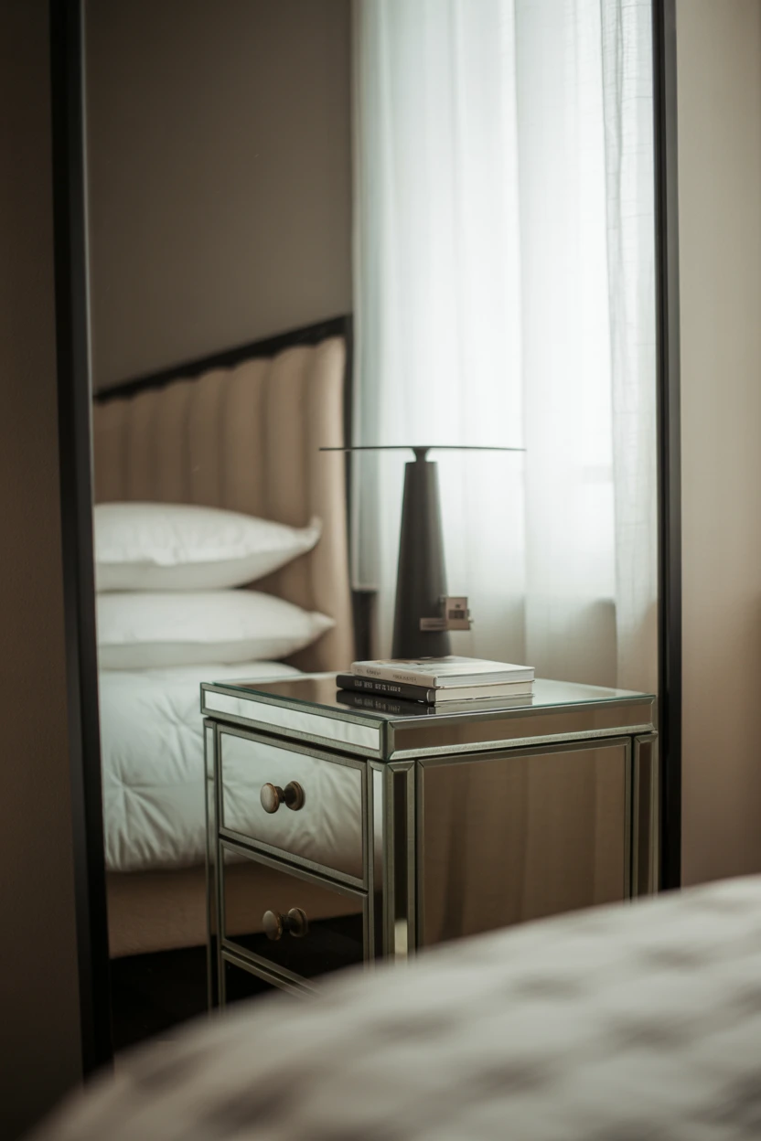 Mirrored or Glass Nightstands