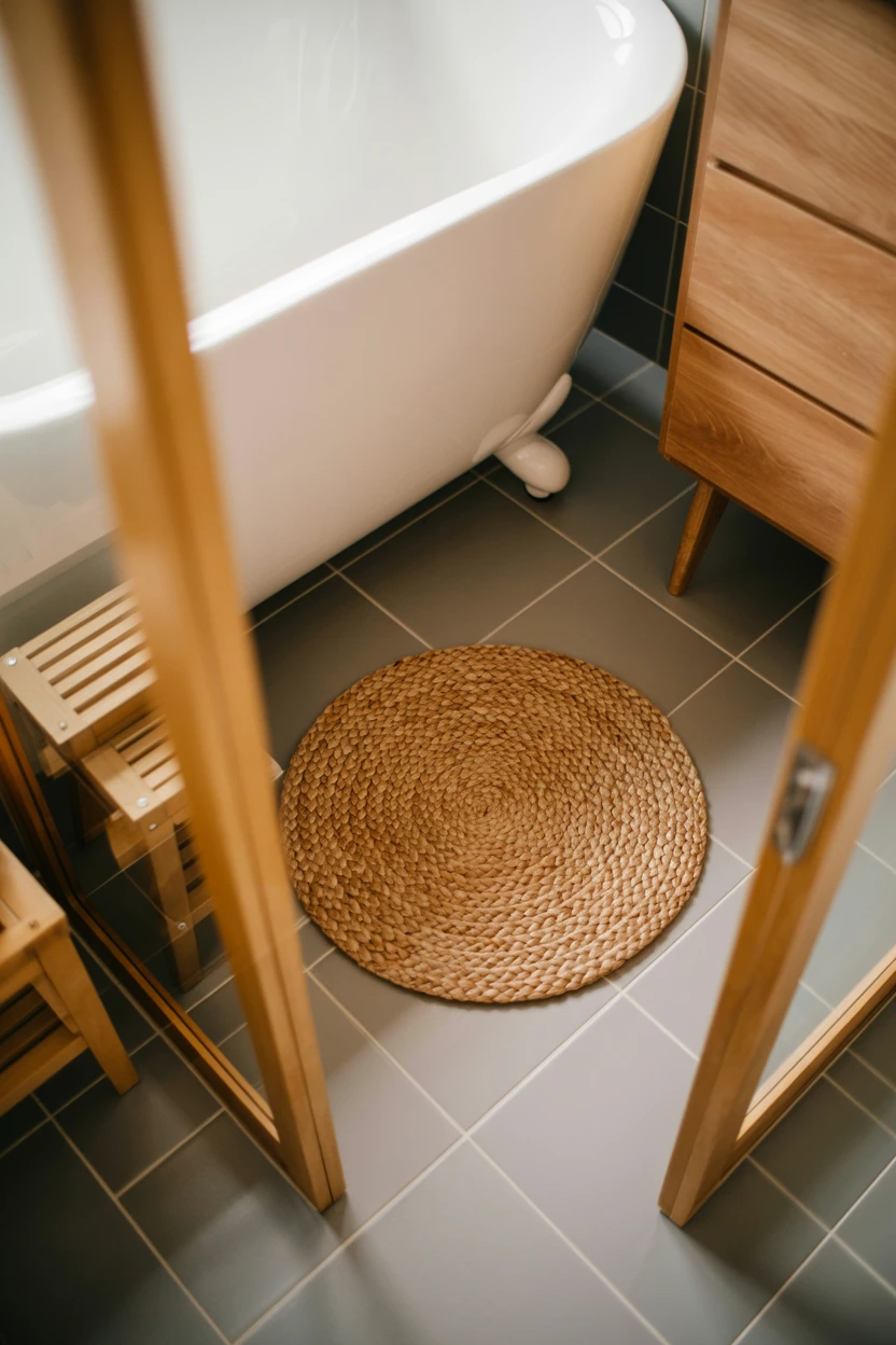 Add a Small, Round Jute Rug for Natural Warmth