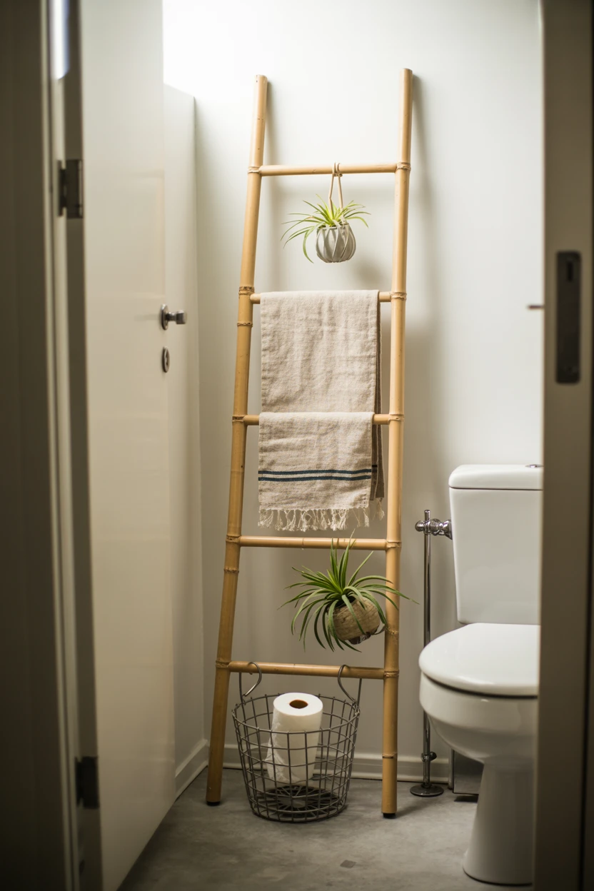 Lean a Decorative Ladder for Flexible Towel Storage