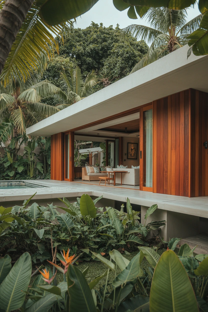 Tropical Modern with Ipe Wood and Lush Landscaping