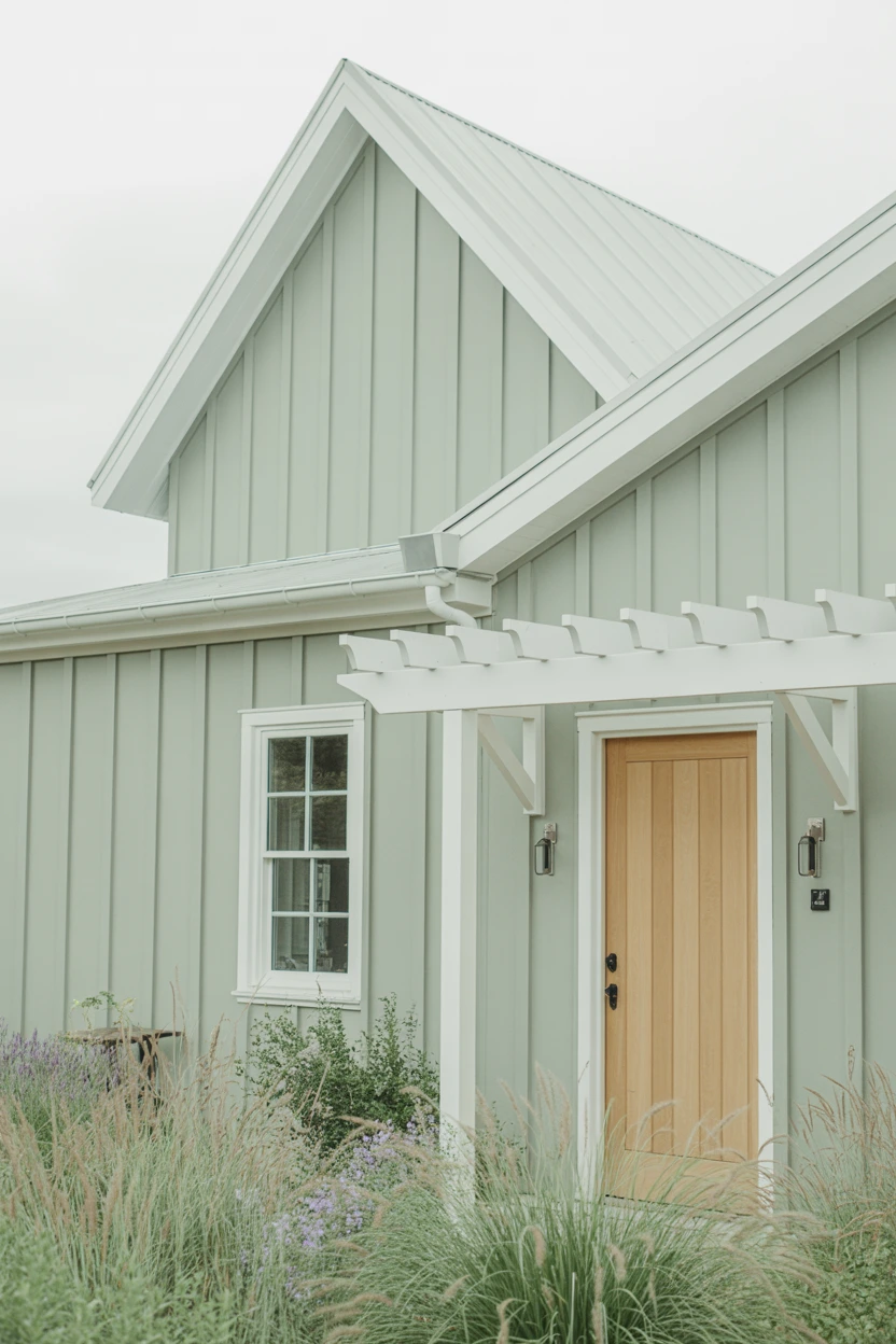 Board-and-Batten Siding in a Soft Sage Green