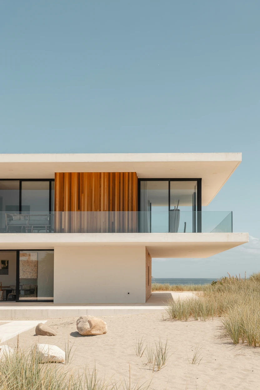 Minimalist White Box with Natural Wood Accents