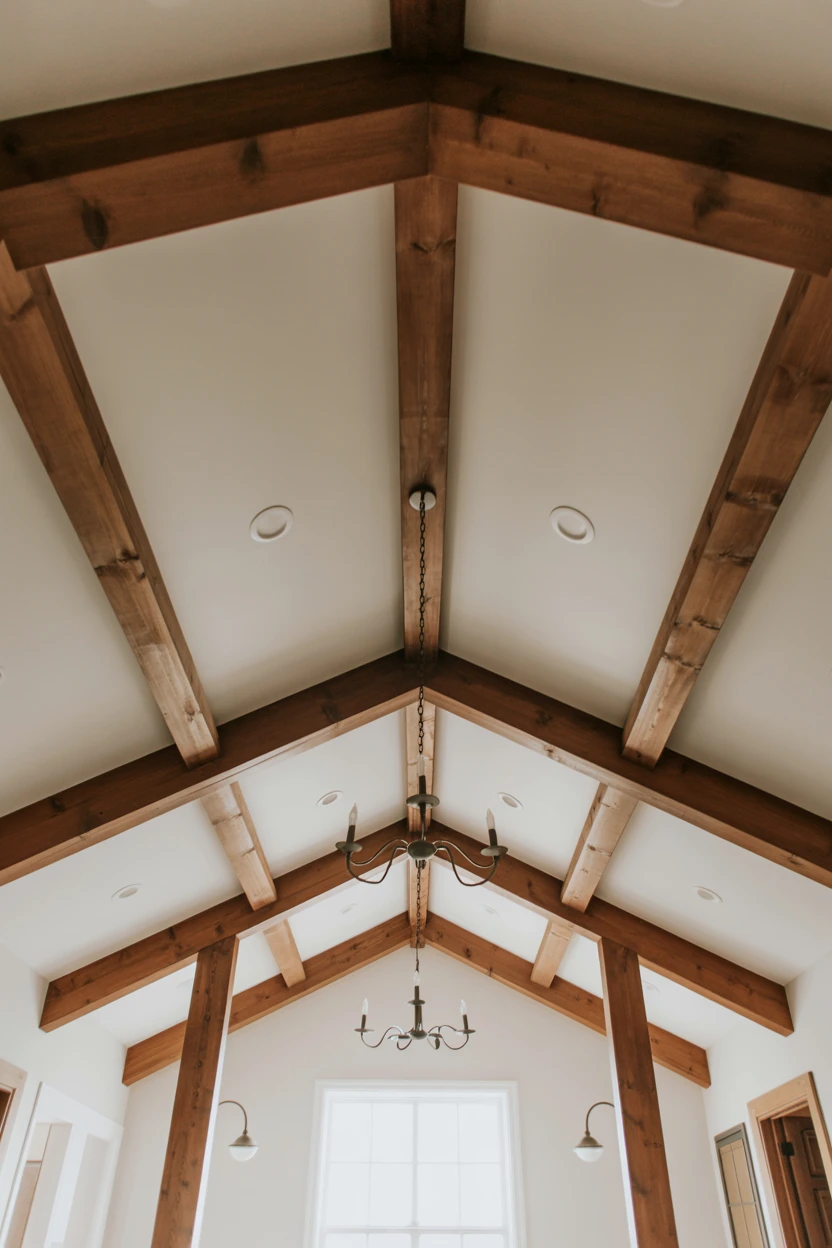 Exposed Natural Wood Beams for Architectural Drama