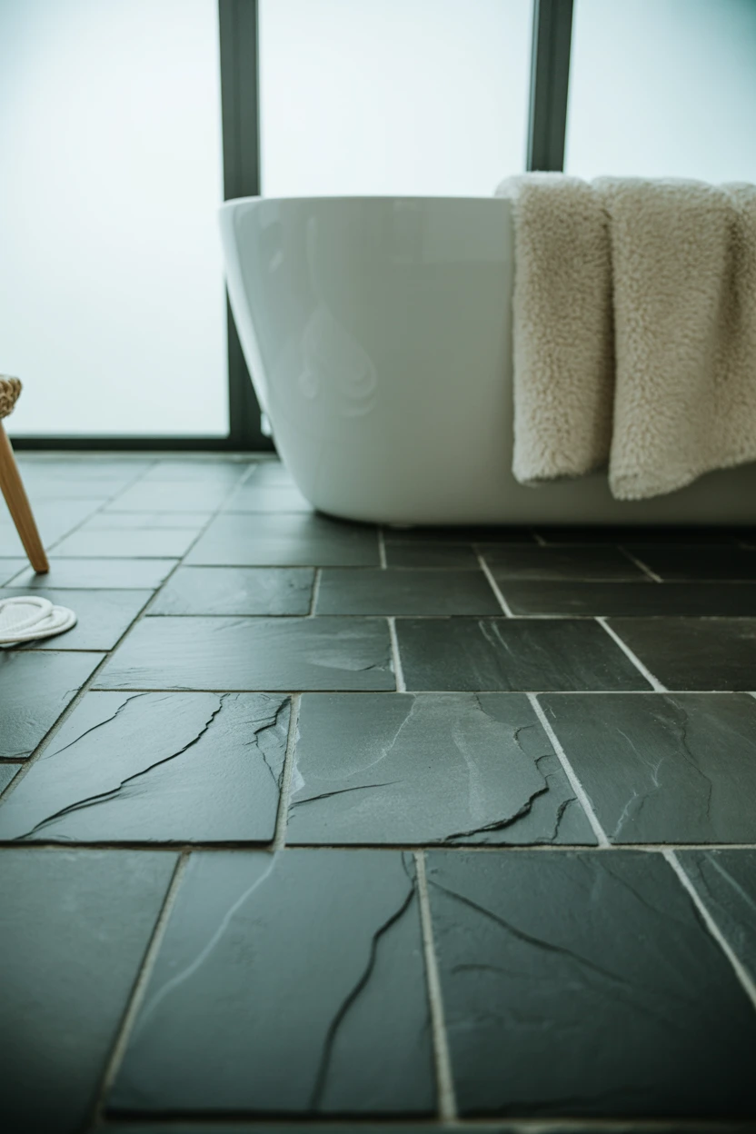 Large-Format Slate Floor Tiles for an Earthy Foundation