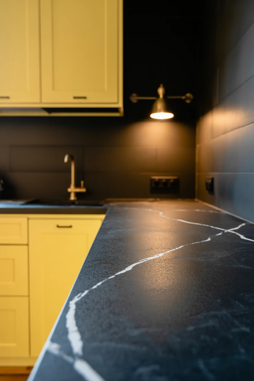 Create Moody Contrast with Black Soapstone Countertops