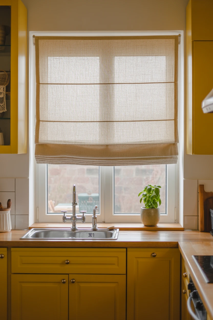 Soften the Look with Simple Linen Roman Shades