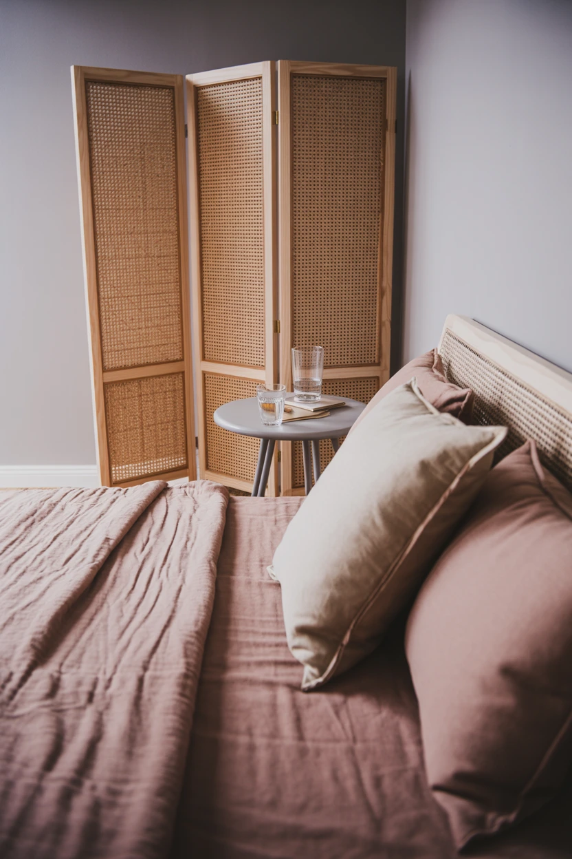 A Cozy Guest Suite with a Privacy Screen