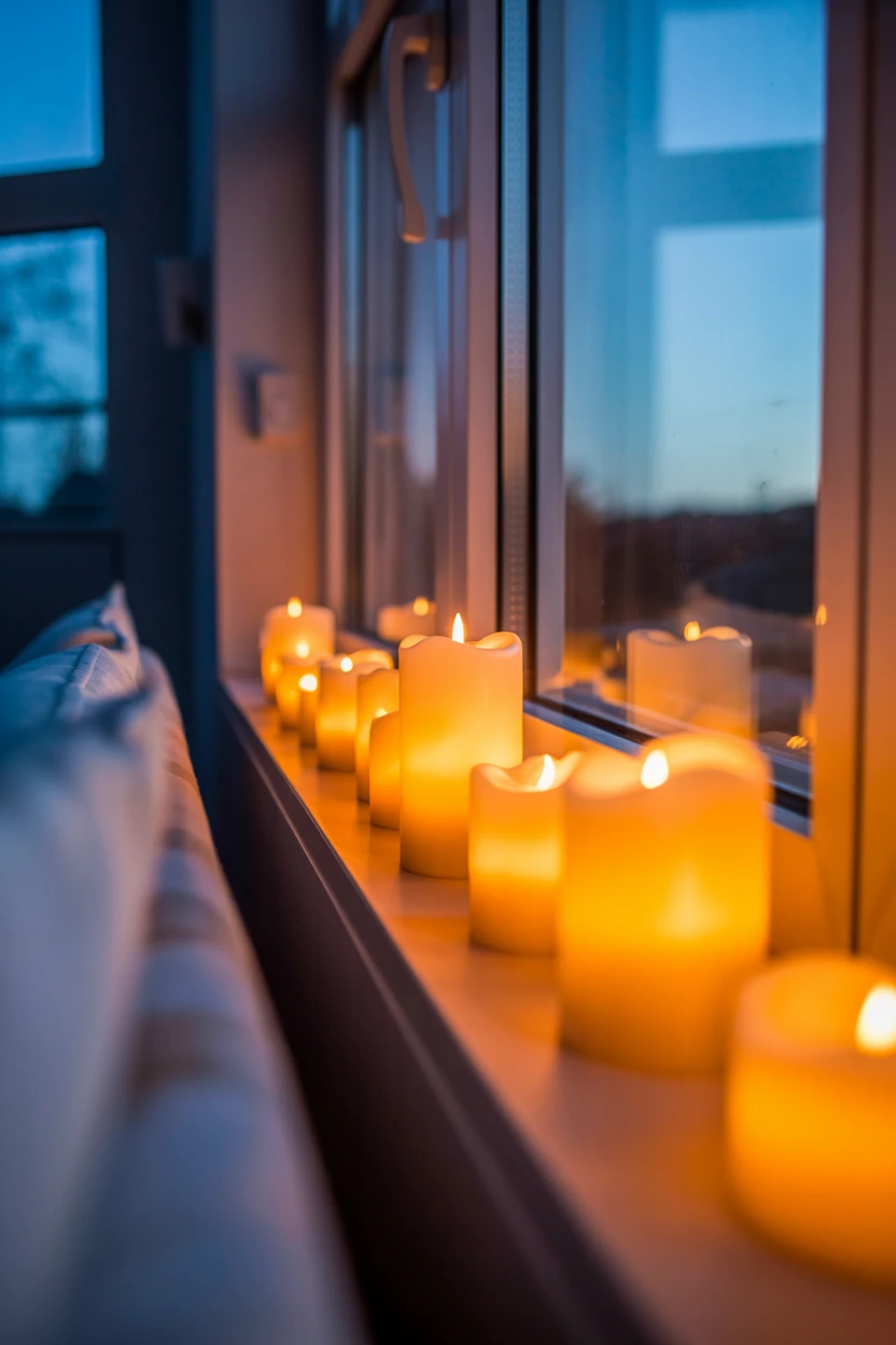 Place Flameless Candles on a Windowsill