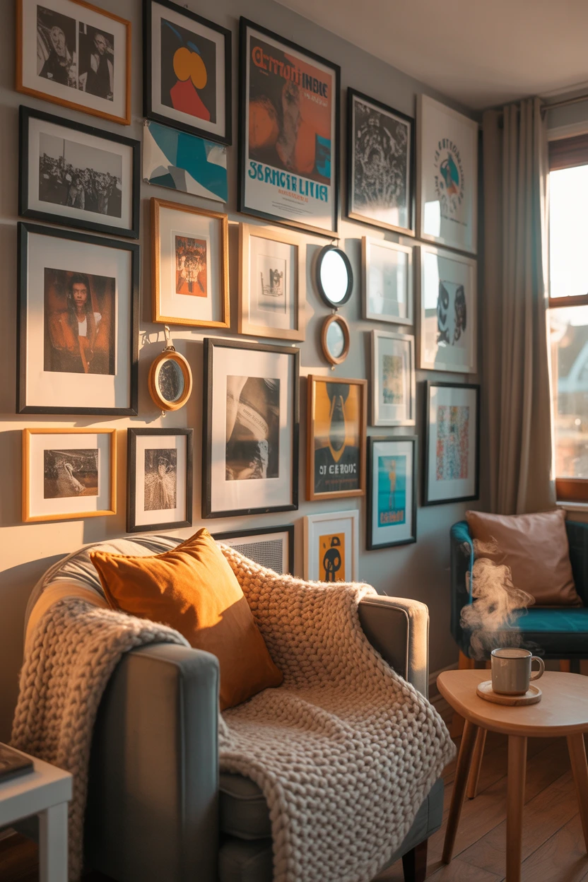 Gallery Wall of Personal Art & Photos