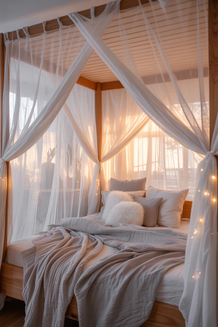 Canopy Bed with Sheer Draping