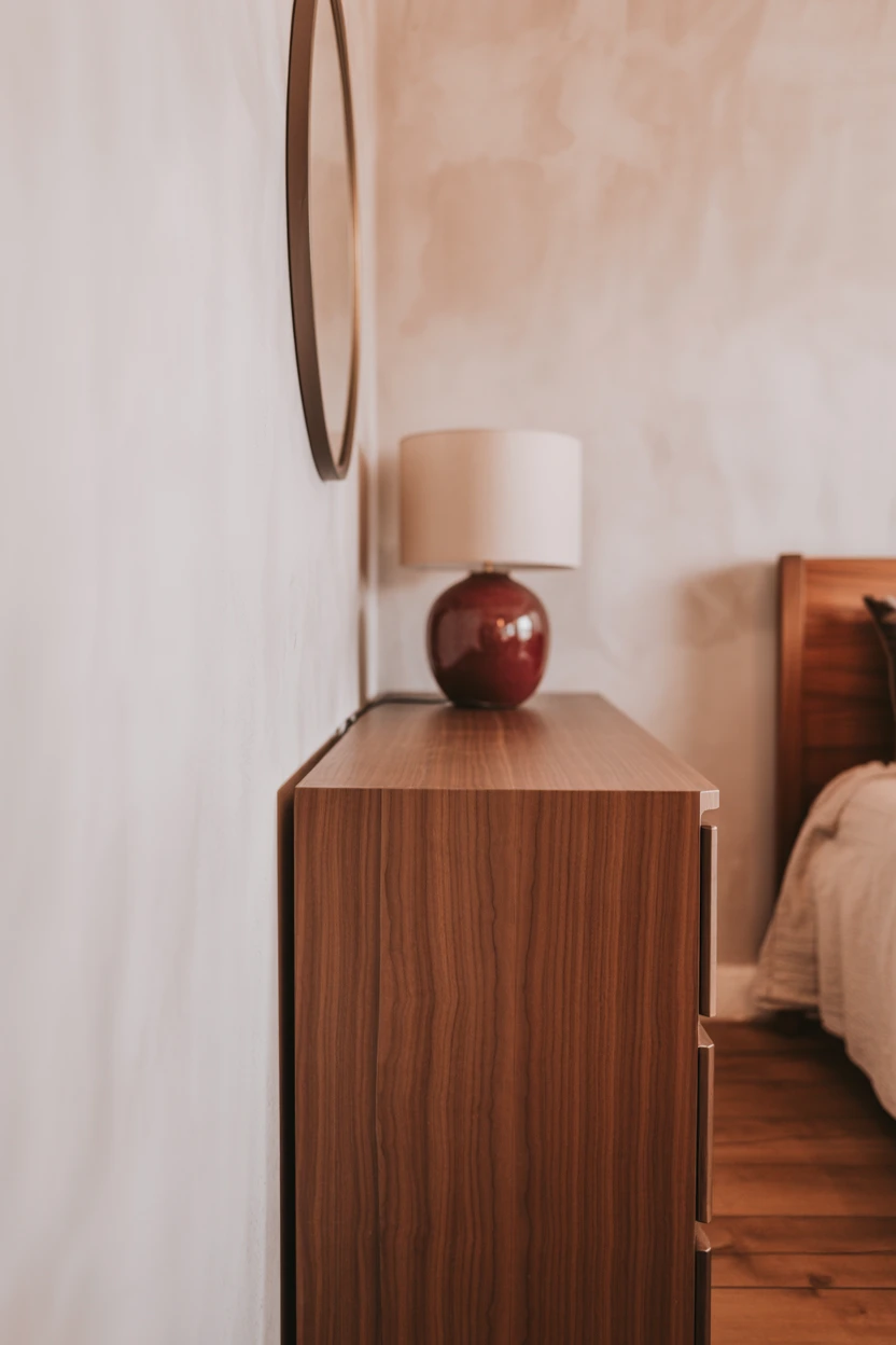 Pairing Burgundy with Warm Wood Tones