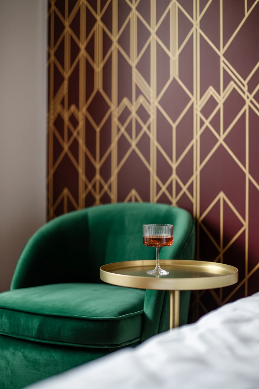 Art Deco Inspired Burgundy and Green