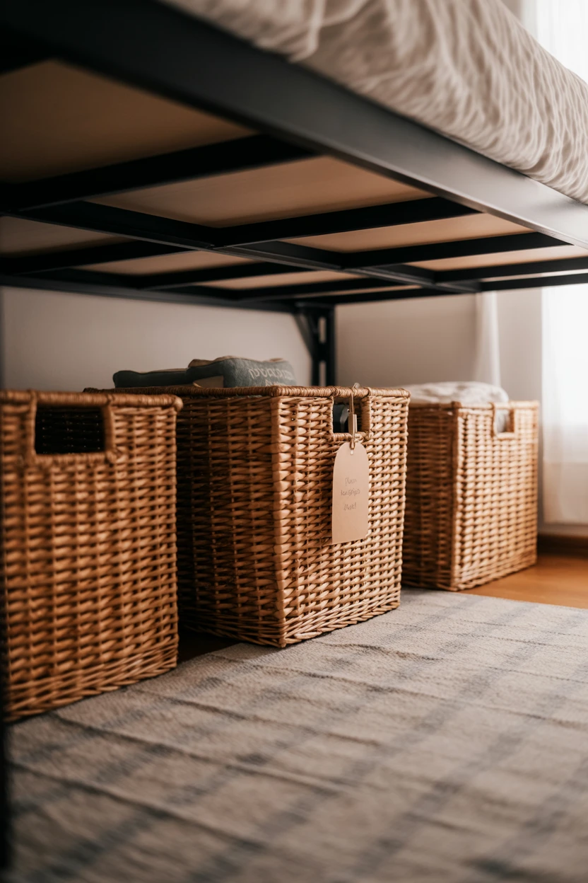 Use Under-Bed Storage Baskets in Woven Textures
