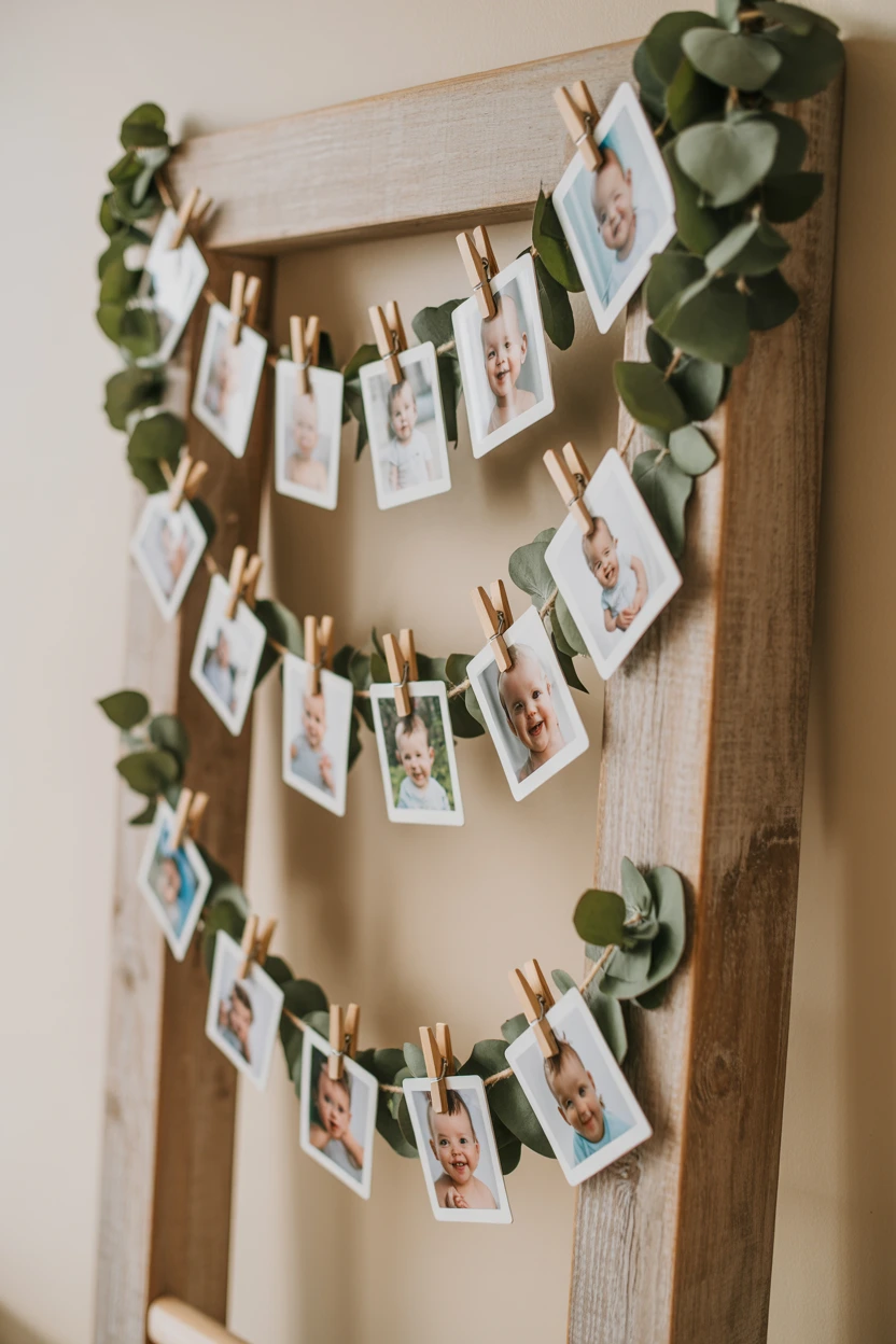 The Story of Us Monthly Photo Garland on a Greenery Vine