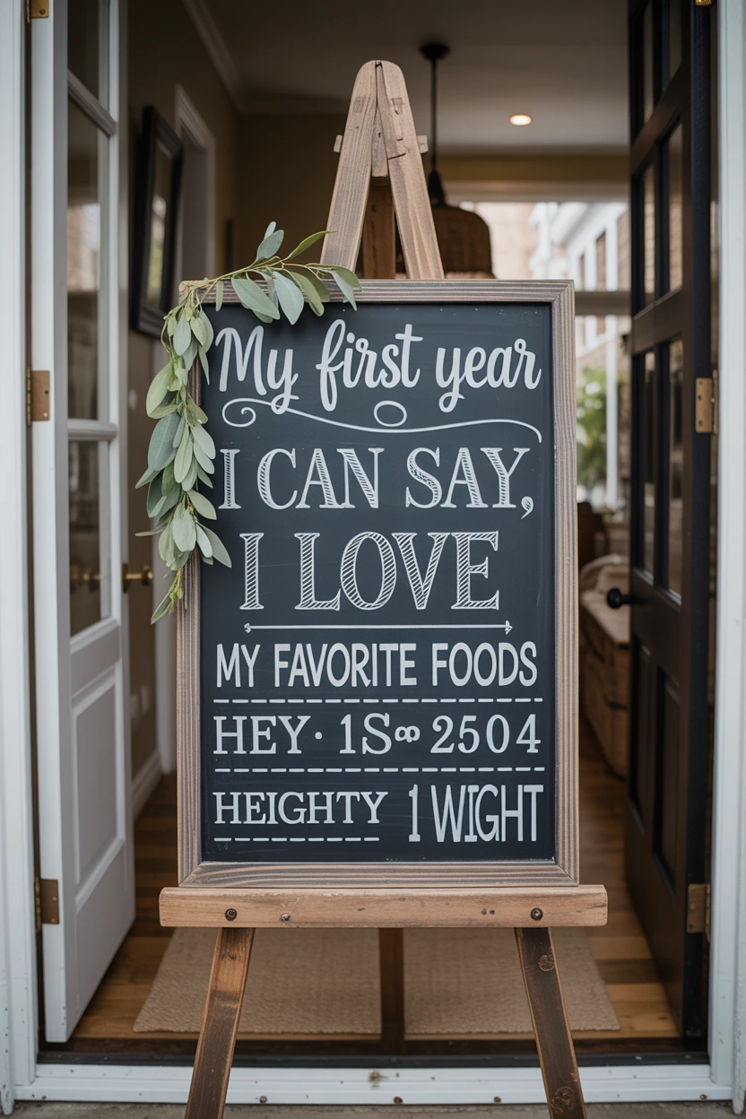 A Personalized Year of Firsts Chalkboard Sign