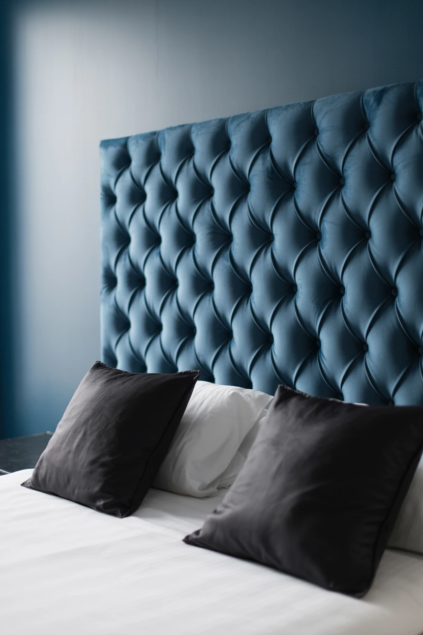 A Statement-Making Dark Headboard