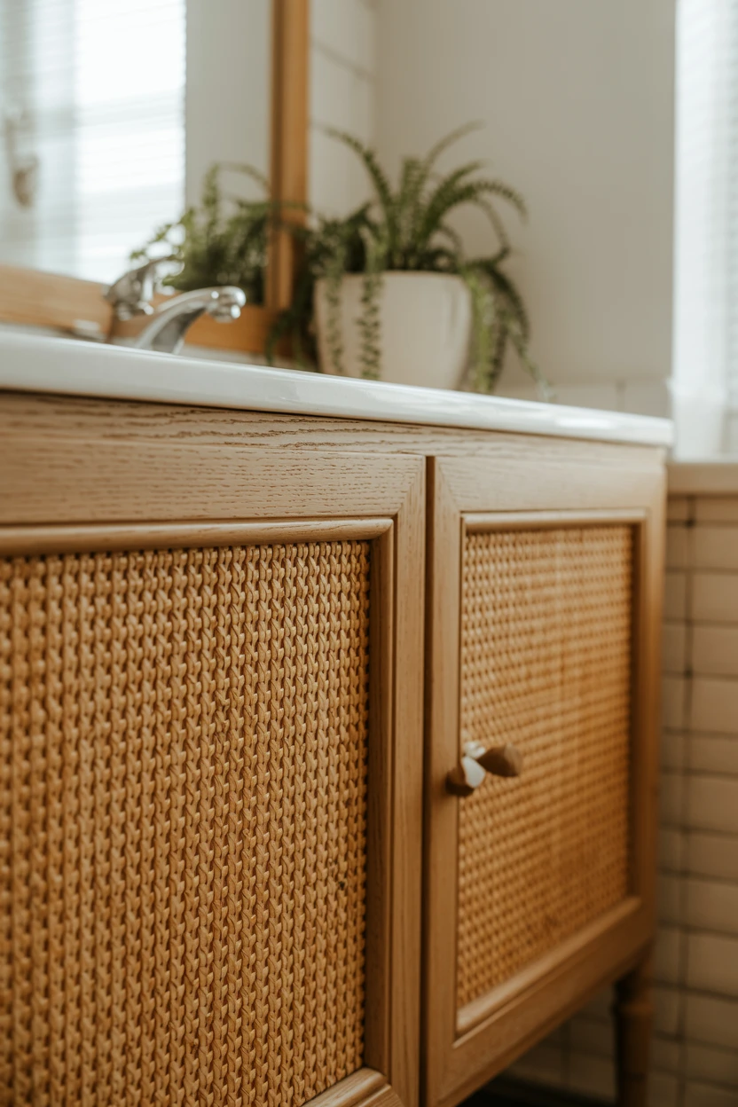 Rattan-Fronted Cabinetry