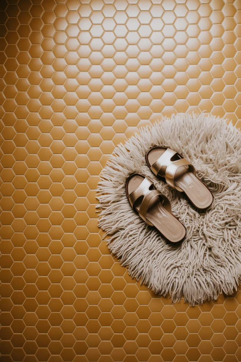 Harvest Gold Hexagon Floor Tiles