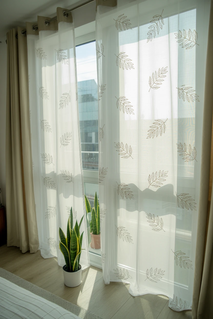 Leaf-Patterned Window Curtains