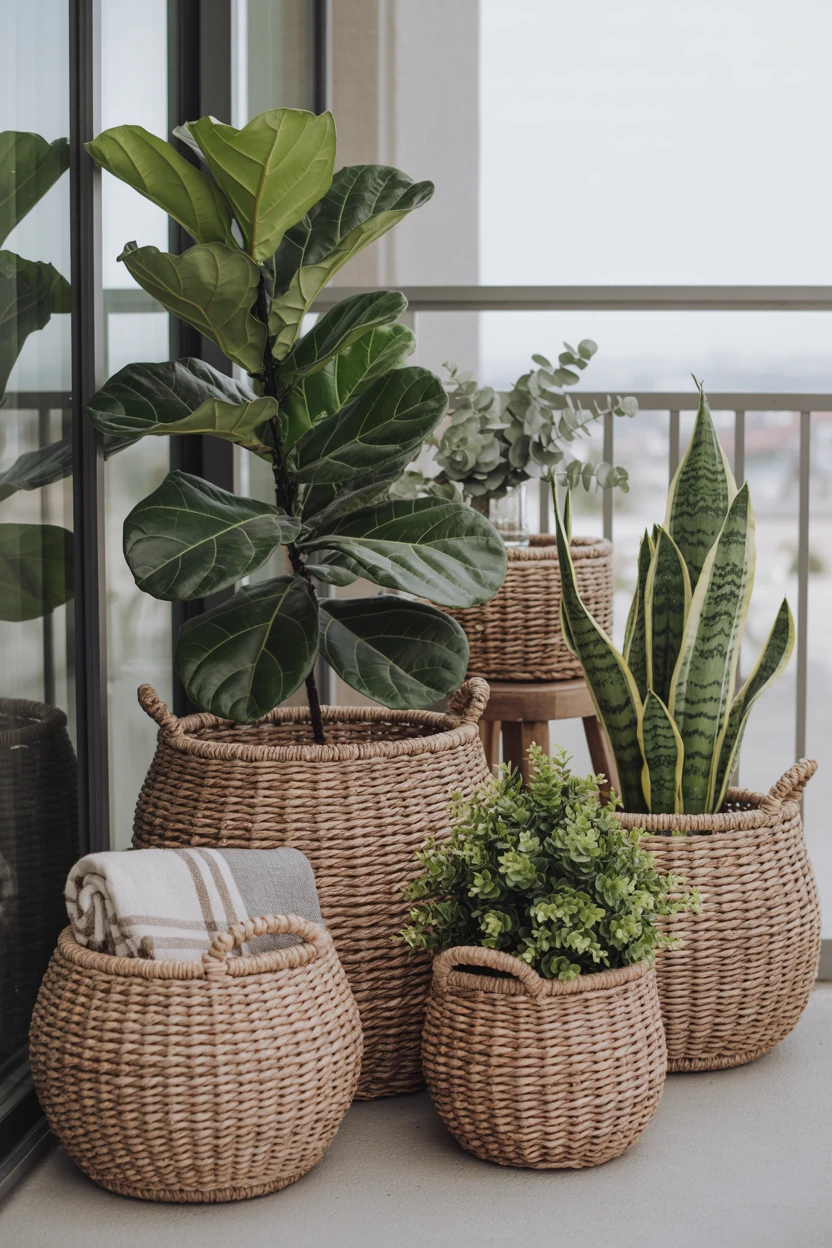 Use Woven Baskets for Plants and Storage