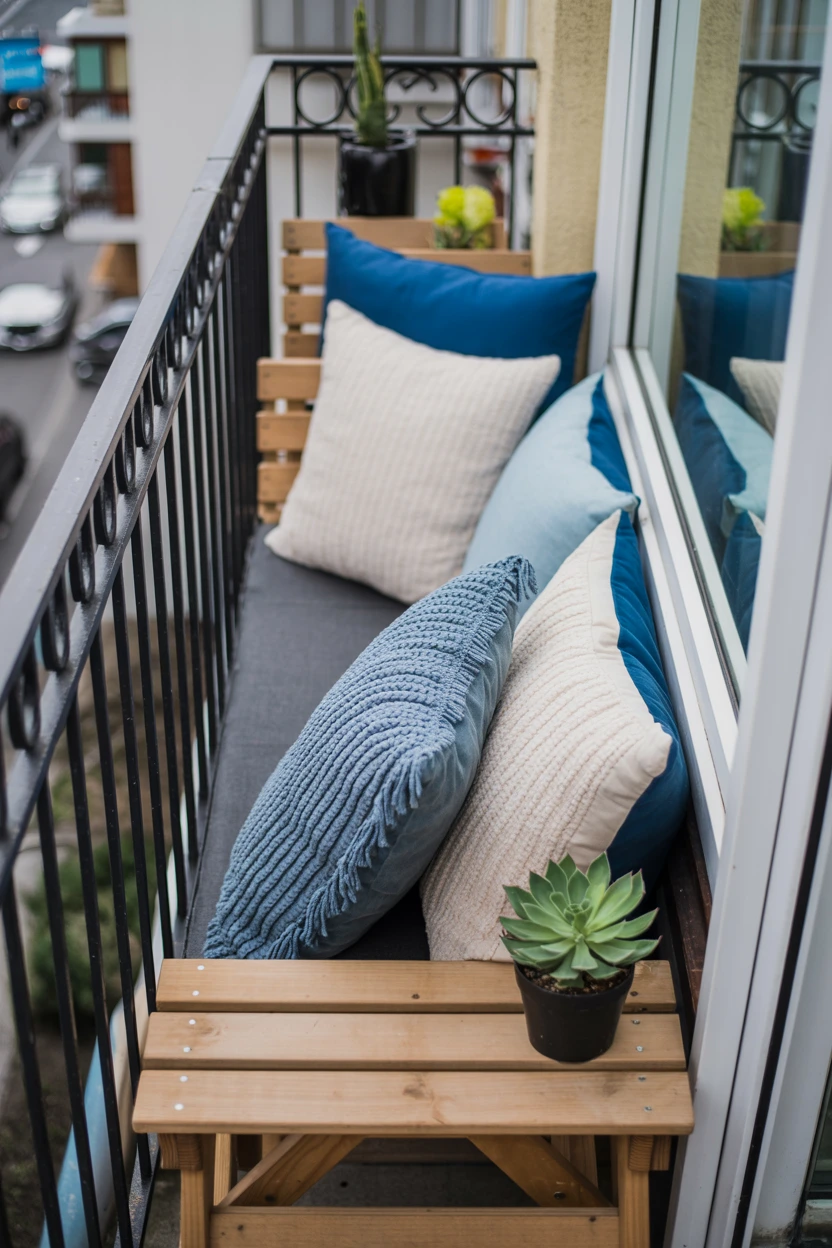 Add a Small Bench with Pillows