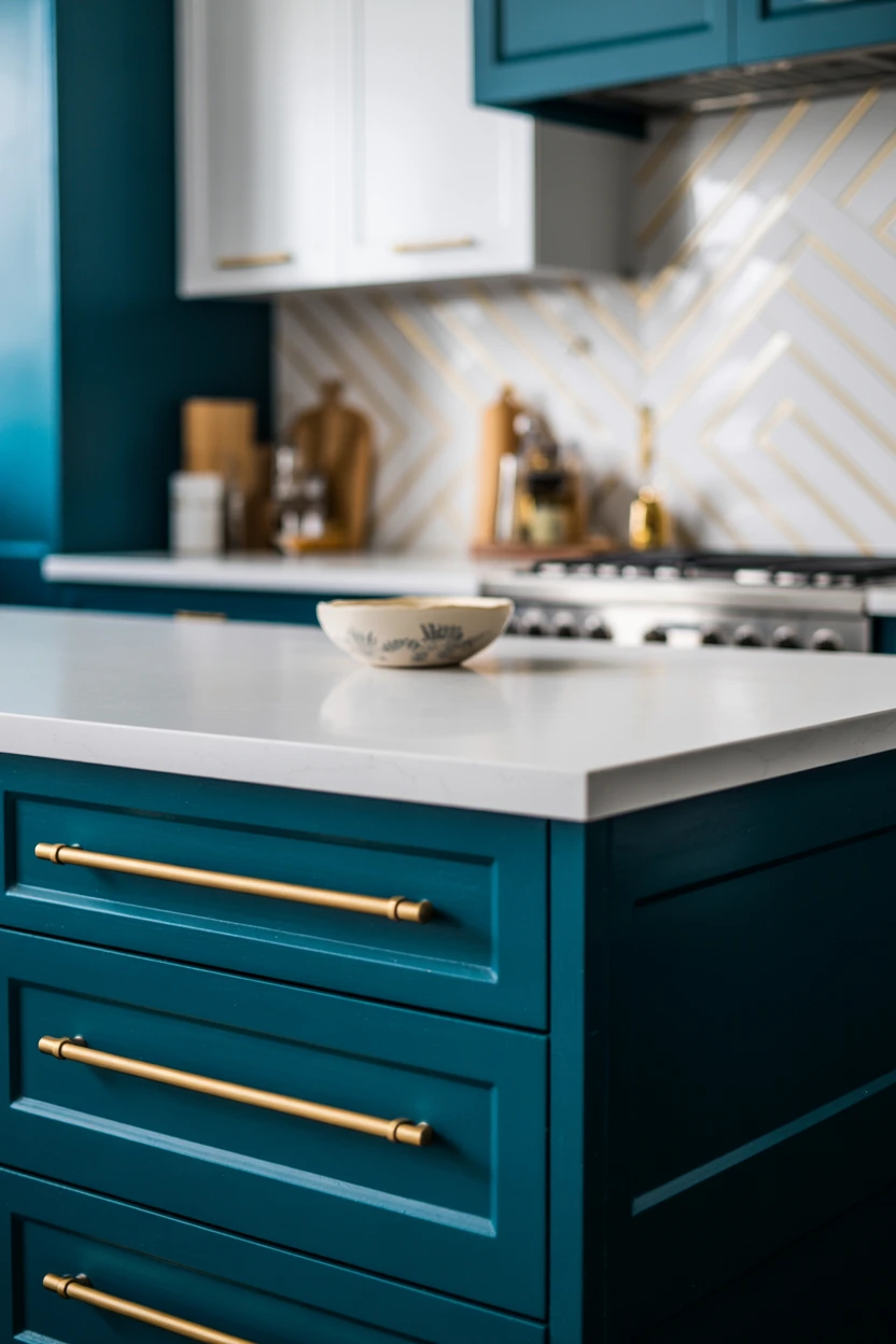 Deep Teal Island for a Pop of Unexpected Color