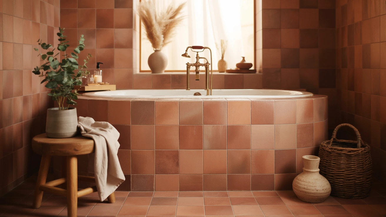Large Format Matte Terracotta Floor Tiles