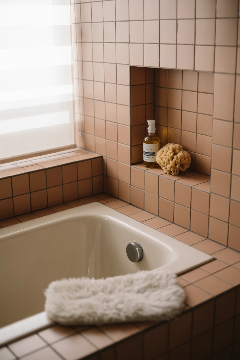 A Serene Terracotta Bathtub Surround