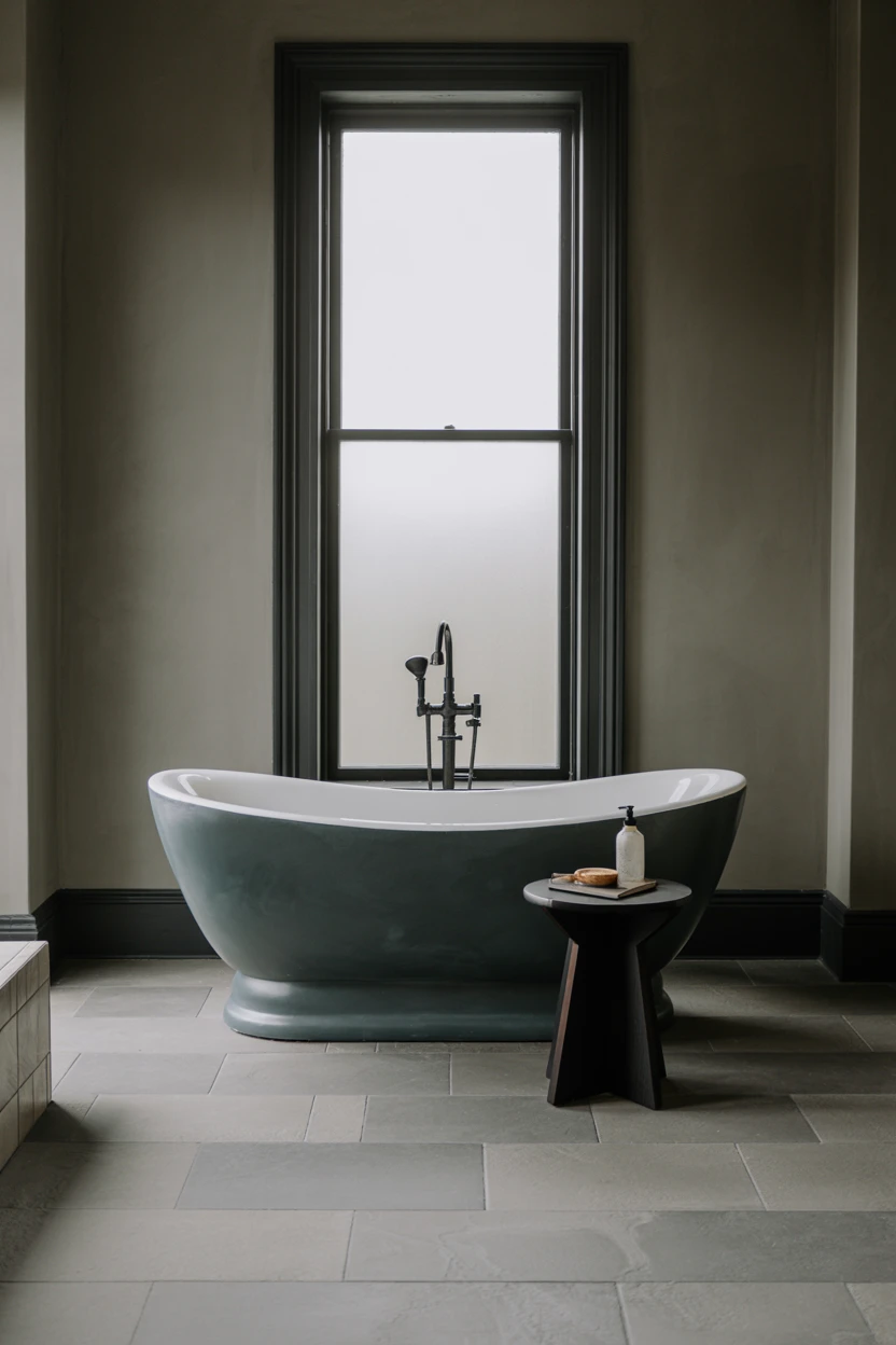 Freestanding Tub in a Dark Hue