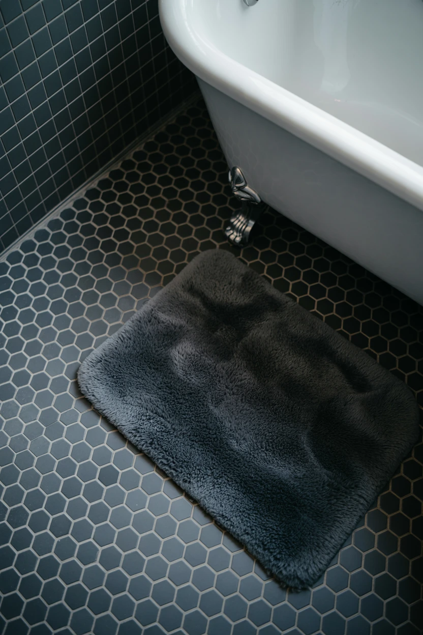 Matte Black Hexagonal Floor Tiles