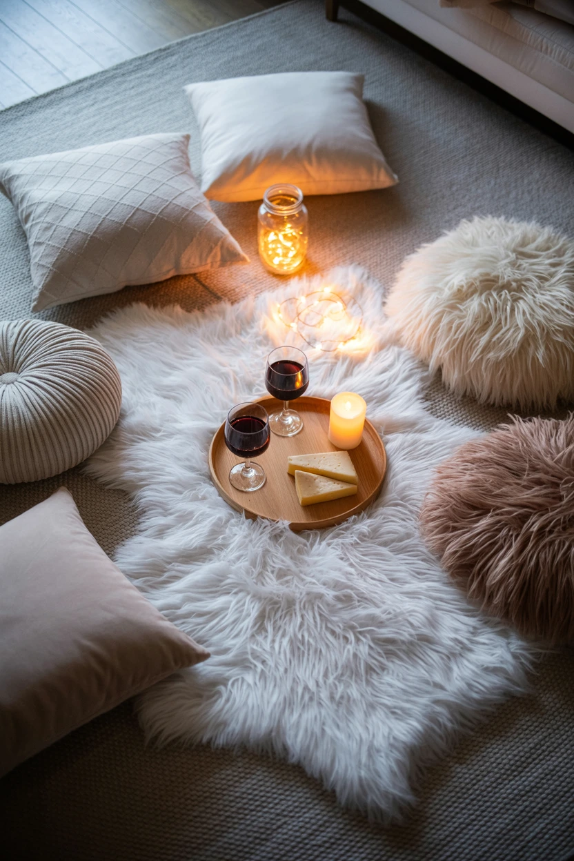 A Cozy Floor Picnic Setup