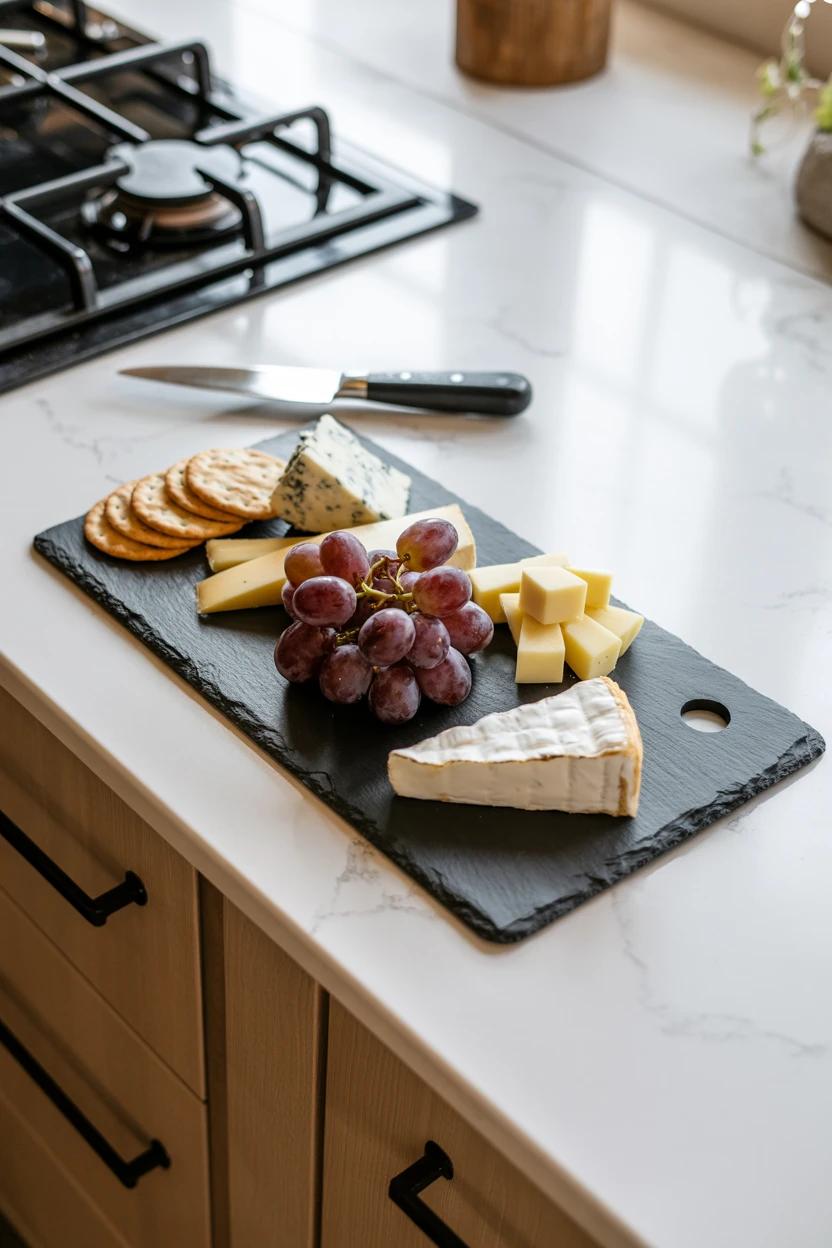 A Black Slate Serving Board in the Kitchen