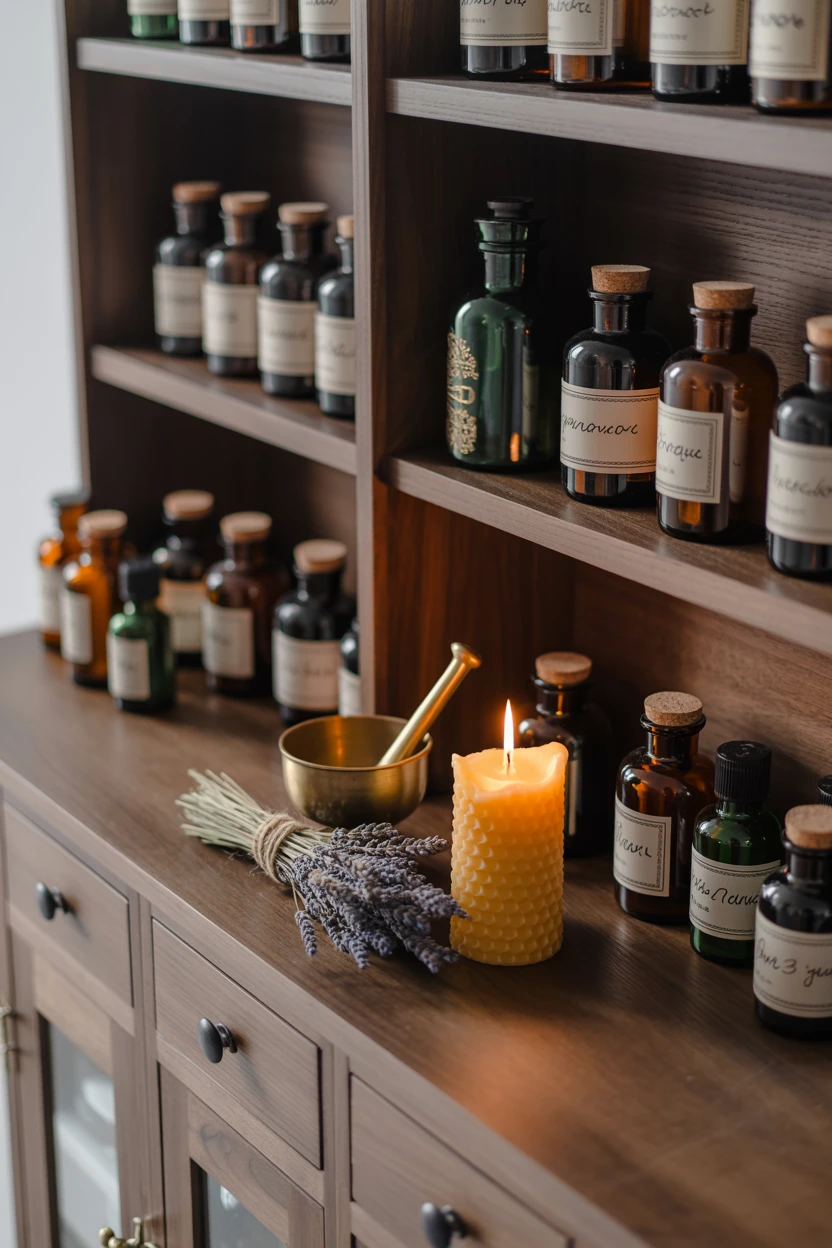 Style a Curated Apothecary Cabinet with Amber Glass Bottles