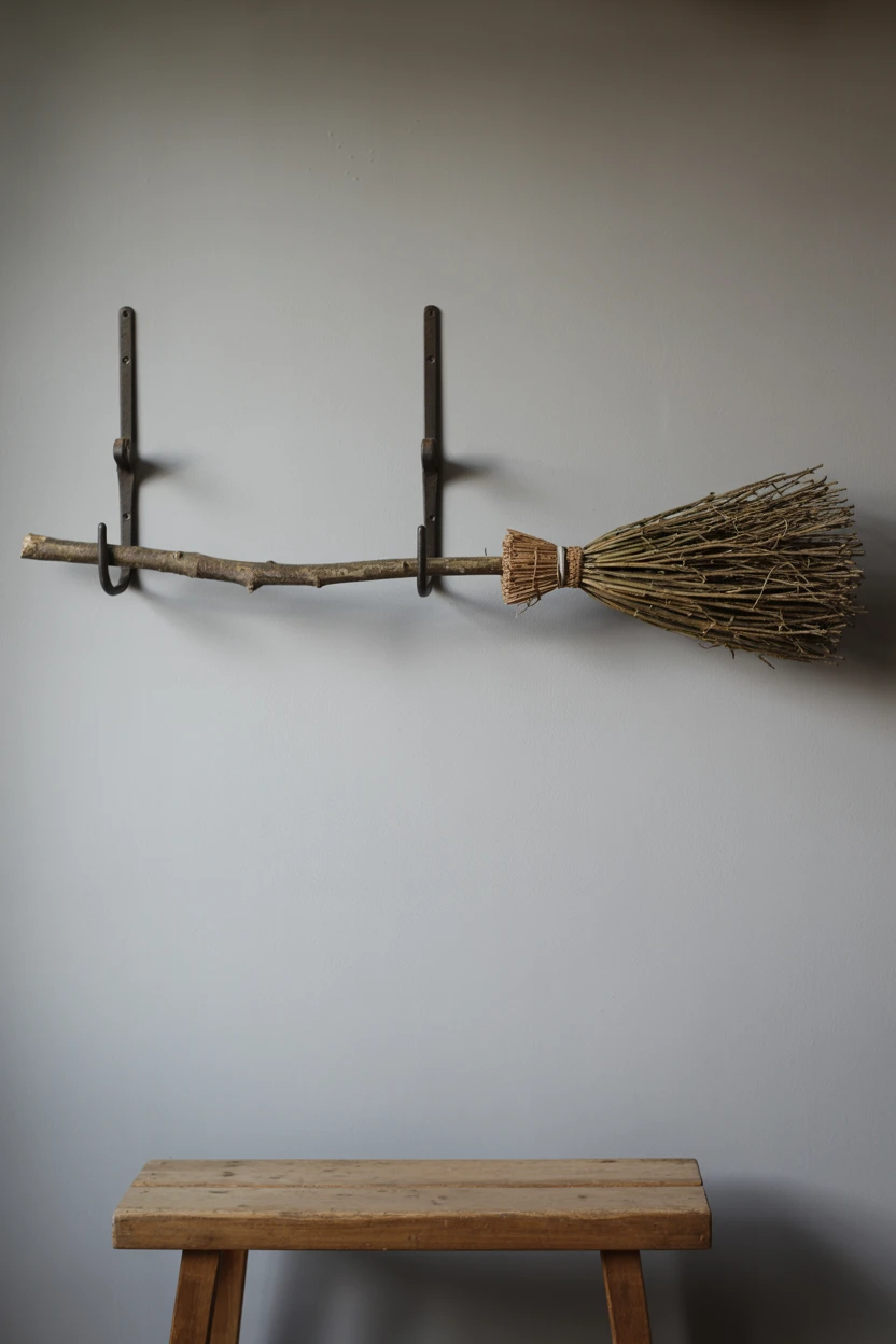 Hang a Broom (Besom) Horizontally on the Wall