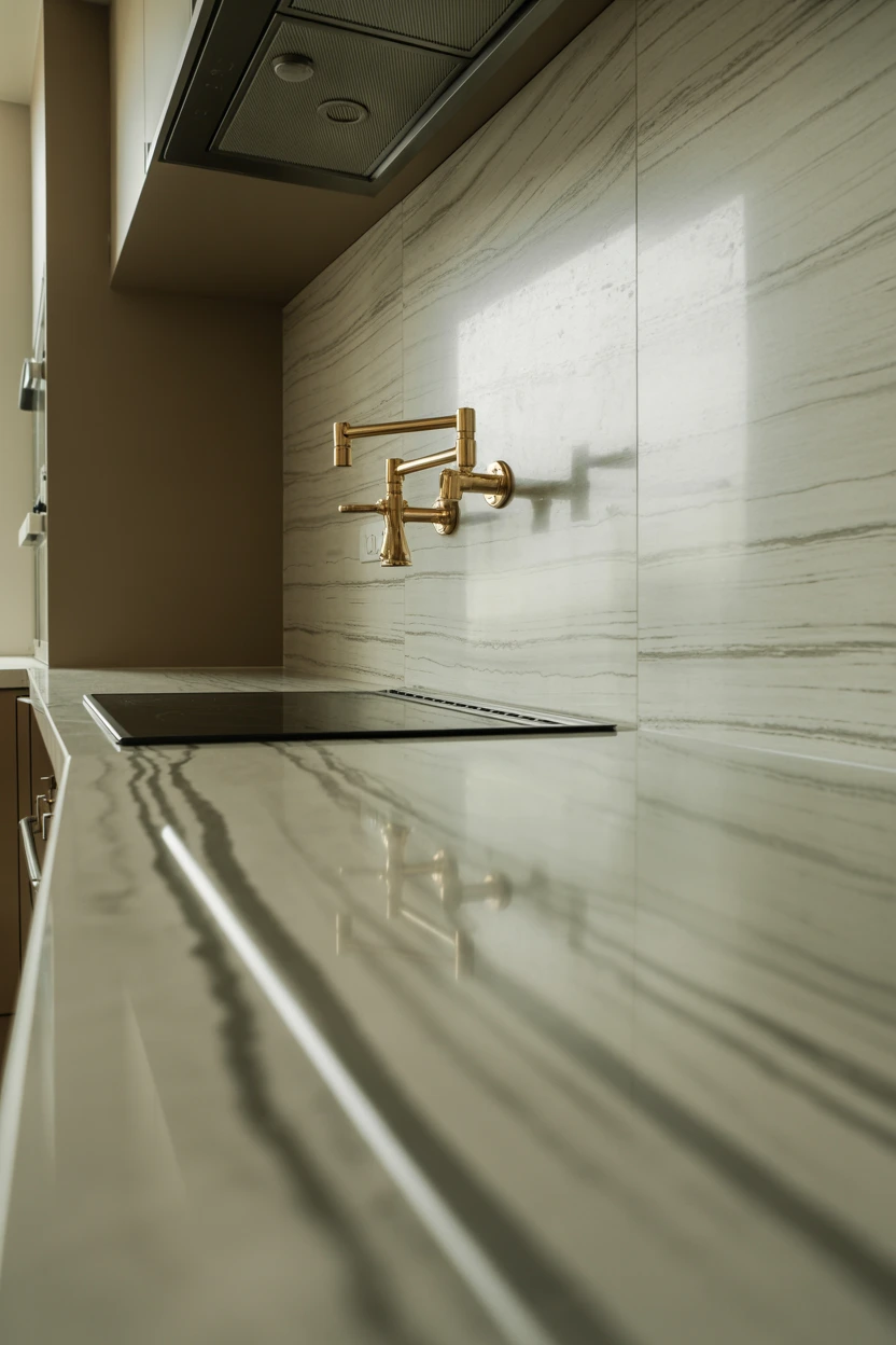 Continue the Countertop Material Up as a Slab Backsplash