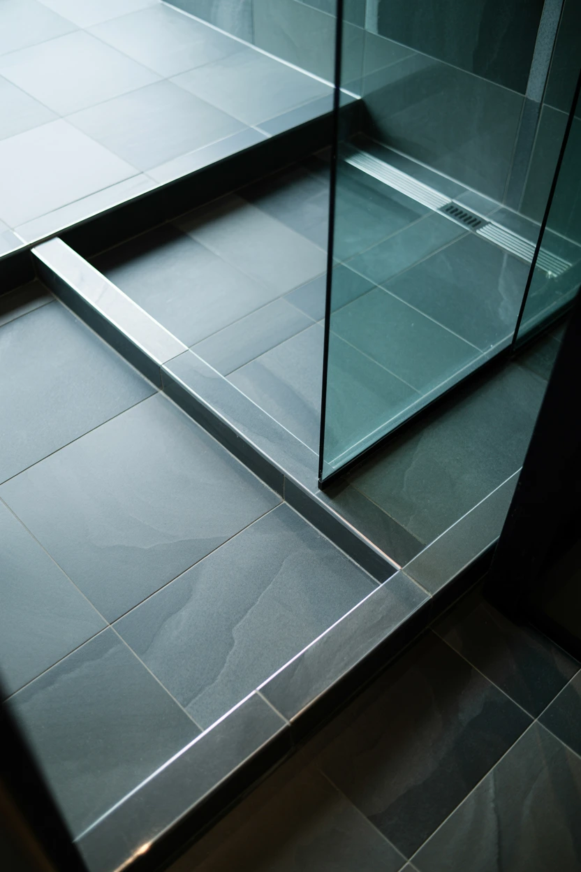 Continuous Flooring into the Shower