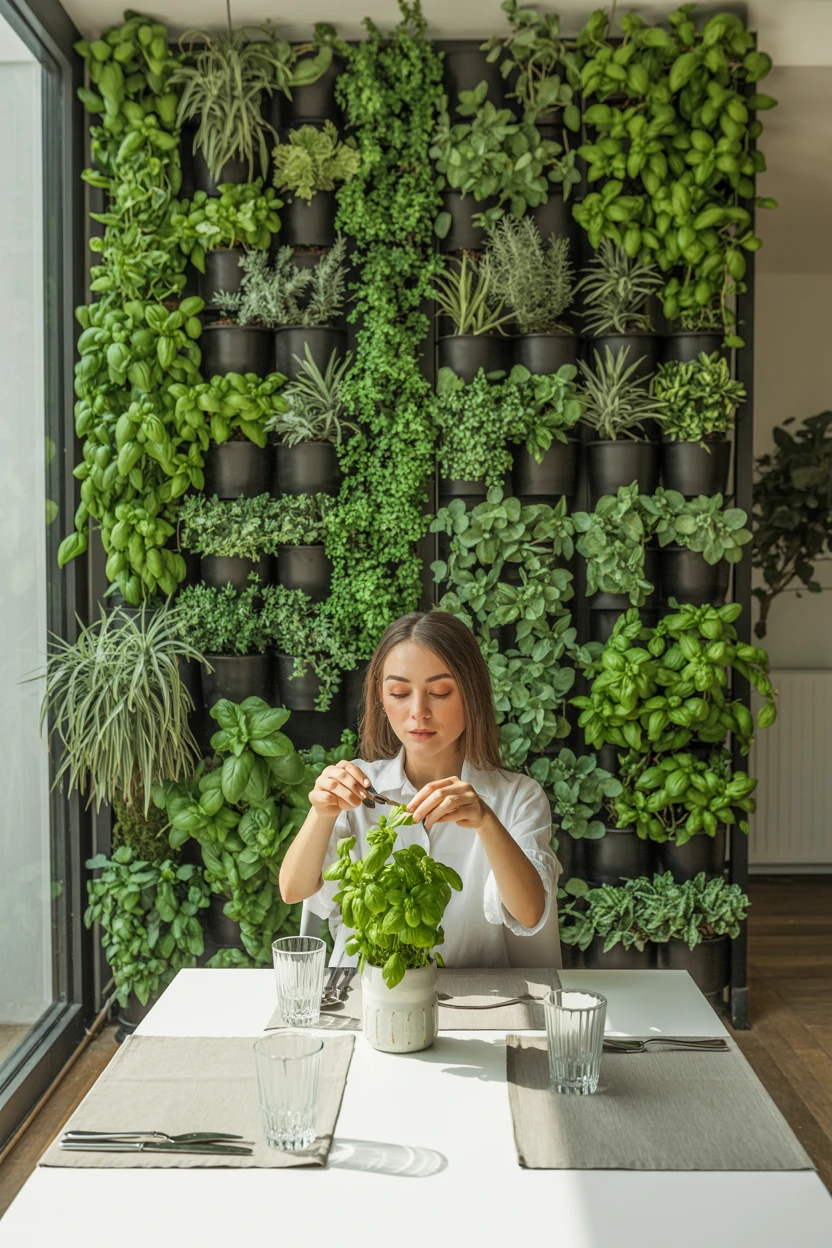Incorporate a Living Wall of Herbs and Greenery