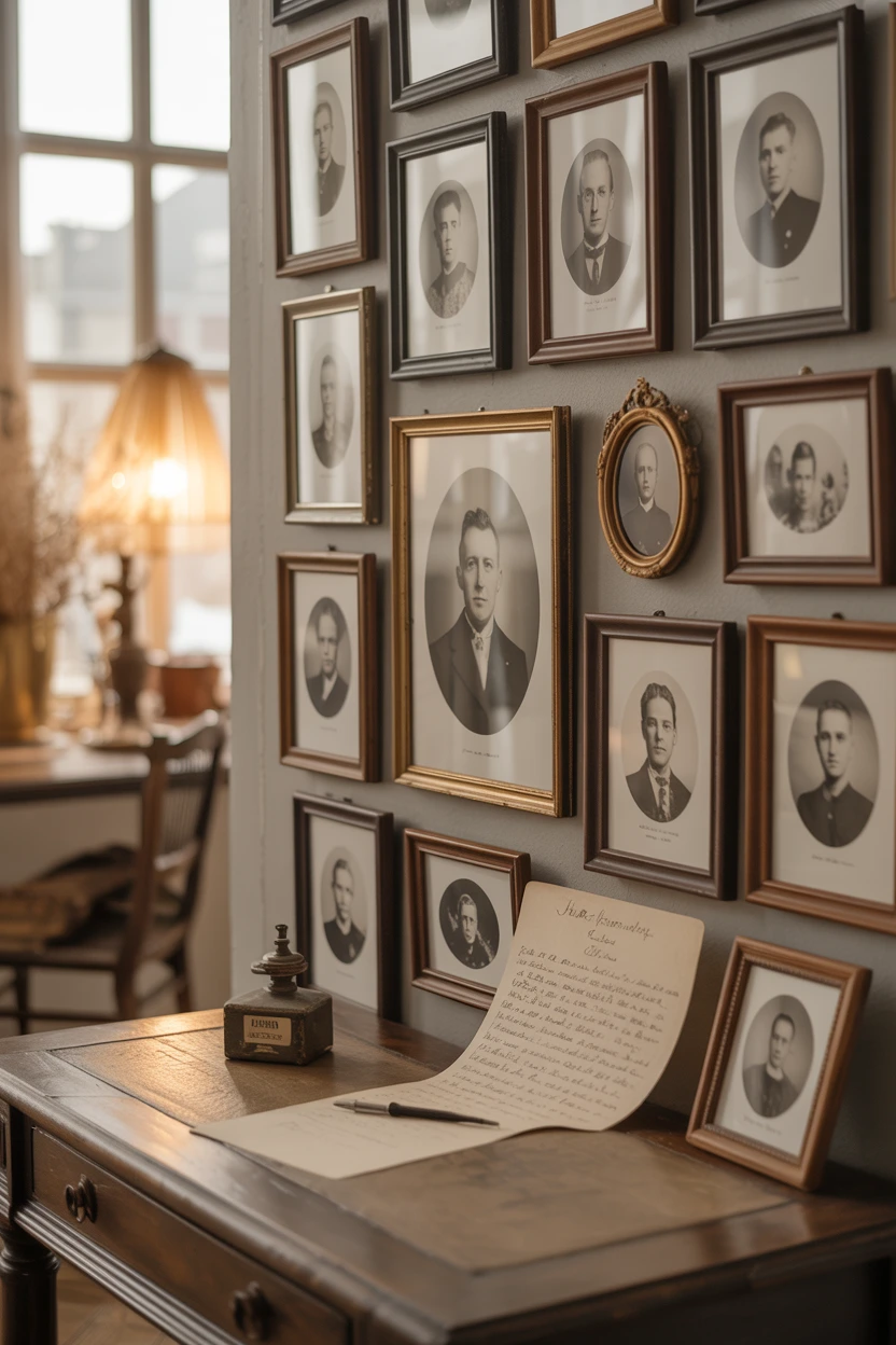 The Sepia-Toned Ancestors Wall